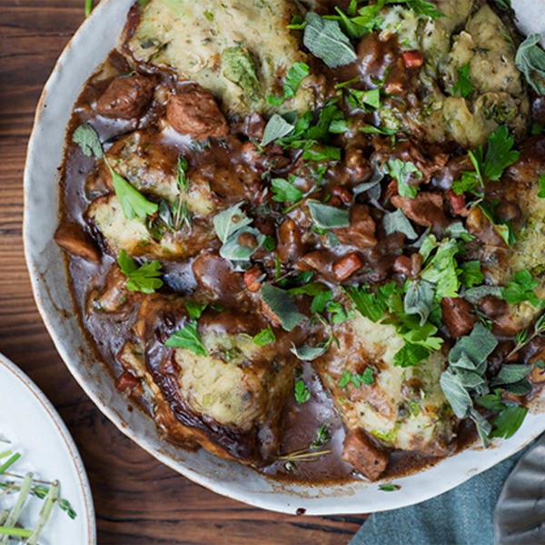 Winter Beef Casserole with Herby Potato Dumplings